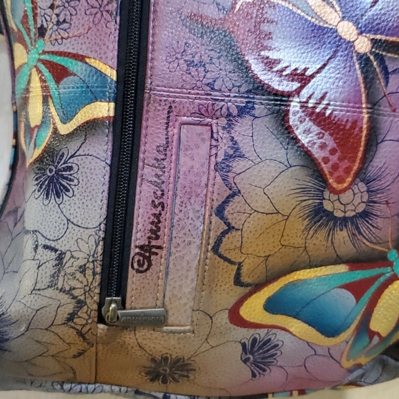 Anuschka purple blue nwot butterfly shoulder bag - Picture 2 of 9